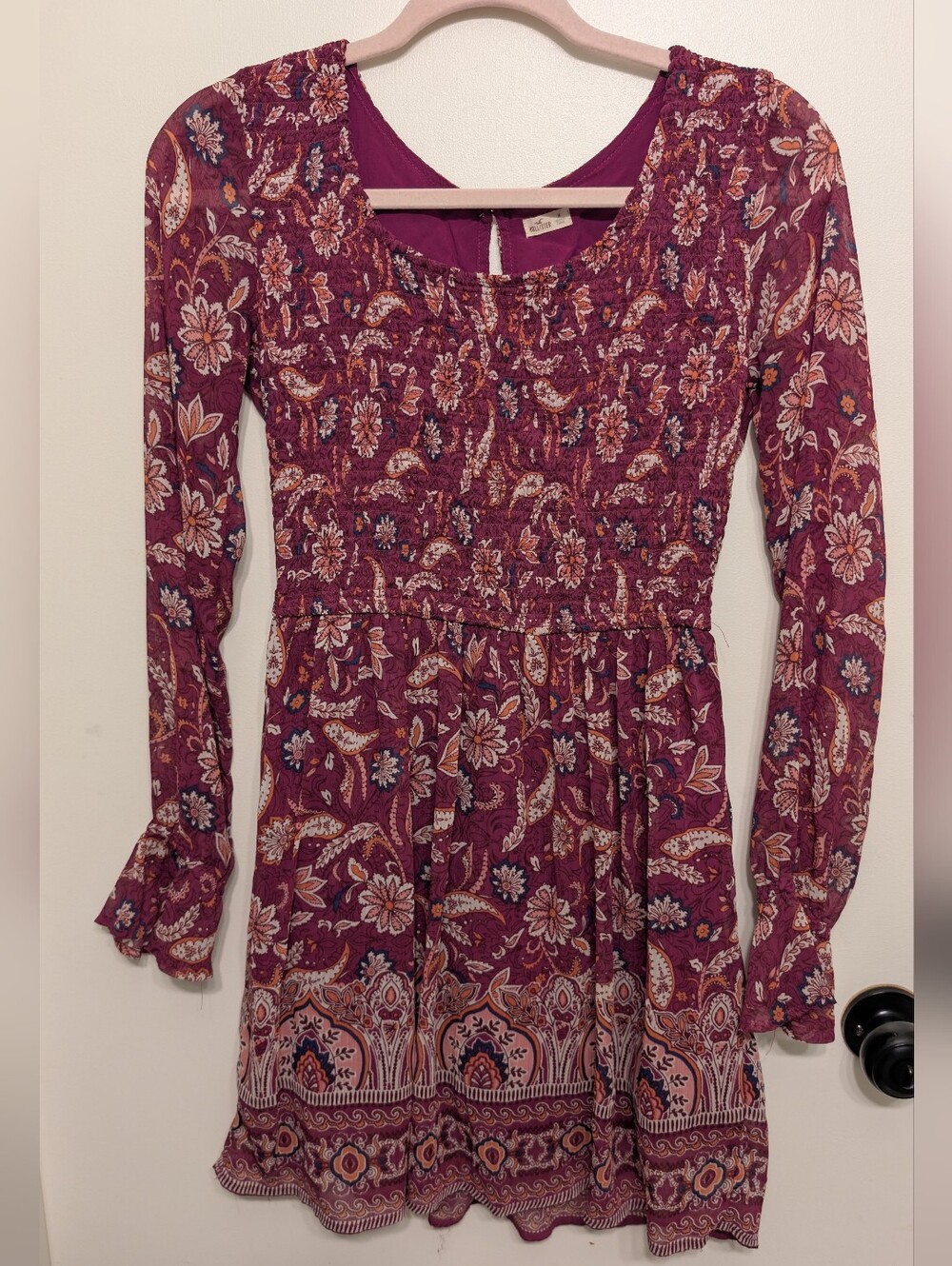 Hollister Long Sleeve Smocked Dress